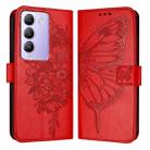 For vivo Y100 5G IDN / Y200e 5G Global Embossed Butterfly Leather Phone Case(Red) - 1