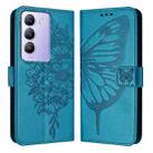 For vivo Y100 5G IDN / Y200e 5G Global Embossed Butterfly Leather Phone Case(Blue) - 1