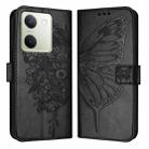 For vivo Y100 5G Global Embossed Butterfly Leather Phone Case(Black) - 1