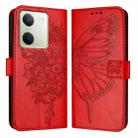 For vivo Y100 5G Global Embossed Butterfly Leather Phone Case(Red) - 1