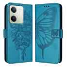 For vivo Y100 5G Global Embossed Butterfly Leather Phone Case(Blue) - 1