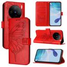 For vivo X100 Embossed Butterfly Leather Phone Case(Red) - 1