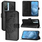 For vivo Y76 5G Embossed Butterfly Leather Phone Case(Black) - 1