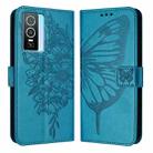 For vivo Y76 5G Embossed Butterfly Leather Phone Case(Blue) - 2