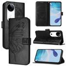 For vivo S19 Embossed Butterfly Leather Phone Case(Black) - 1