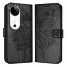 For vivo S19 Embossed Butterfly Leather Phone Case(Black) - 2