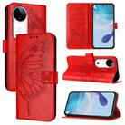 For vivo S19 Embossed Butterfly Leather Phone Case(Red) - 1