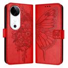 For vivo S19 Embossed Butterfly Leather Phone Case(Red) - 2