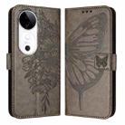 For vivo S19 Embossed Butterfly Leather Phone Case(Grey) - 2