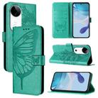 For vivo S19 Embossed Butterfly Leather Phone Case(Green) - 1