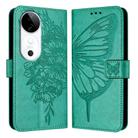 For vivo S19 Embossed Butterfly Leather Phone Case(Green) - 2