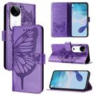 For vivo S19 Embossed Butterfly Leather Phone Case(Light Purple) - 1