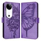 For vivo S19 Embossed Butterfly Leather Phone Case(Light Purple) - 2