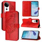 For vivo S19 Pro Embossed Butterfly Leather Phone Case(Red) - 1