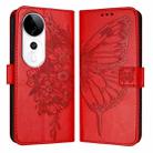 For vivo S19 Pro Embossed Butterfly Leather Phone Case(Red) - 2