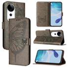 For vivo S19 Pro Embossed Butterfly Leather Phone Case(Grey) - 1