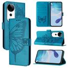 For vivo S19 Pro Embossed Butterfly Leather Phone Case(Blue) - 1