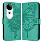 For vivo S19 Pro Embossed Butterfly Leather Phone Case(Green) - 2