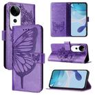 For vivo S19 Pro Embossed Butterfly Leather Phone Case(Light Purple) - 1