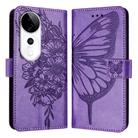 For vivo S19 Pro Embossed Butterfly Leather Phone Case(Light Purple) - 2