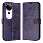 For vivo S19 Pro Embossed Butterfly Leather Phone Case(Dark Purple) - 2