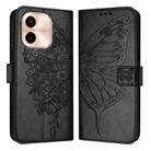 For vivo Y28 4G Embossed Butterfly Leather Phone Case(Black) - 2