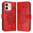 For vivo Y28 4G Embossed Butterfly Leather Phone Case(Red) - 2