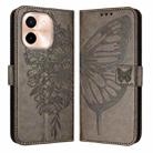 For vivo Y28 4G Embossed Butterfly Leather Phone Case(Grey) - 2