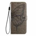 For vivo Y28 4G Embossed Butterfly Leather Phone Case(Grey) - 3