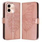 For vivo Y28 4G Embossed Butterfly Leather Phone Case(Rose Gold) - 2