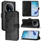 For vivo Y300 Embossed Butterfly Leather Phone Case(Black) - 1