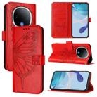For vivo Y300 Embossed Butterfly Leather Phone Case(Red) - 1