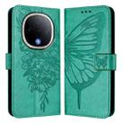 For vivo Y300 Embossed Butterfly Leather Phone Case(Green) - 2