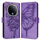 For vivo Y300 Embossed Butterfly Leather Phone Case(Light Purple) - 2
