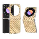 For ZTE nubia Flip 3 in 1 Woven Texture Frosted Translucent Frame PU Phone Case(Gold) - 1