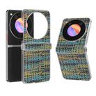 For ZTE nubia Flip 3 in 1 Colorful Rhombic Texture Frosted Translucent Frame PU Phone Case(Gold) - 1