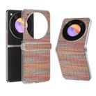 For ZTE nubia Flip 3 in 1 Colorful Rhombic Texture Frosted Translucent Frame PU Phone Case(Orange Red) - 1