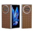 For vivo X Fold3 Woven Texture Frosted Translucent Frame PU Phone Case(Brown) - 1