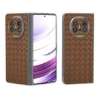 For Huawei Mate X5 Woven Texture Frosted Translucent Frame PU Phone Case(Brown) - 1