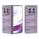 For Huawei Mate X5 Colorful Rhombic Texture Frosted Translucent Frame PU Phone Case(Purple) - 1