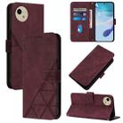 For Sharp Aquos Wish4 Crossbody 3D Embossed Flip Leather Phone Case(Wine Red) - 1