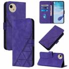 For Sharp Aquos Wish4 Crossbody 3D Embossed Flip Leather Phone Case(Purple) - 1