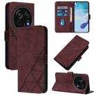 For Sharp Aquos R9 Pro / SH-54E Crossbody 3D Embossed Flip Leather Phone Case(Wine Red) - 1