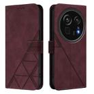 For Sharp Aquos R9 Pro / SH-54E Crossbody 3D Embossed Flip Leather Phone Case(Wine Red) - 2