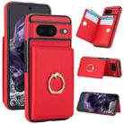 For Google Pixel 8 RFID Anti-theft Card Ring Holder Phone Case(Red) - 1