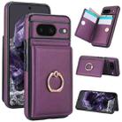 For Google Pixel 8 RFID Anti-theft Card Ring Holder Phone Case(Dark Purple) - 1