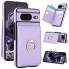 For Google Pixel 8 RFID Anti-theft Card Ring Holder Phone Case(Purple) - 1