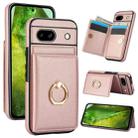 For Google Pixel 8a RFID Anti-theft Card Ring Holder Phone Case(Rose Gold) - 1