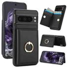 For Google Pixel 8 Pro RFID Anti-theft Card Ring Holder Phone Case(Black) - 1