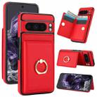 For Google Pixel 8 Pro RFID Anti-theft Card Ring Holder Phone Case(Red) - 1